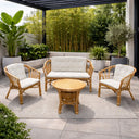 Salotto da giardino divano poltrone con braccioli e cuscino tavolino