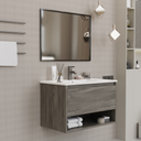 Mobile Bagno Sospeso Rovere 80 cm. con Lavabo e Specchio Inclusi mod. MILANO3
