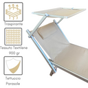 Set 2 Lettino a Sdraio Prendisole Pieghevole con Tettuccio –  181x60x38h Tortora3