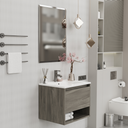 Mobile Bagno Sospeso Rovere 60 cm. con Lavabo e Specchio mod. MILANO4