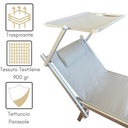 Set 2 Lettino a Sdraio Prendisole Pieghevole con Tettuccio –  181x60x38h Grigio3