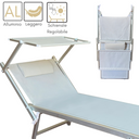Set 2 Lettino a Sdraio Prendisole Pieghevole con Tettuccio –  181x60x38h Grigio4