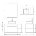 Mobile Bagno Sospeso 100 cm. Rovere e Nero con Lavabo da Appoggio e Specchio mod. BERLIN5