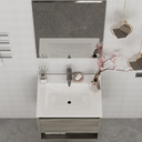 Mobile Bagno Sospeso Rovere 60 cm. con Lavabo e Specchio mod. MILANO3