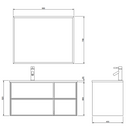 Mobile Bagno Sospeso 100 cm. Grigio con Lavabo e Specchio mod. MALIBU5