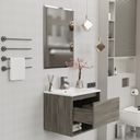 Mobile Bagno Sospeso Rovere 60 cm. con Lavabo e Specchio mod. MILANO5