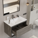 Mobile Bagno Sospeso Rovere 80 cm. con Lavabo e Specchio Inclusi mod. MILANO5