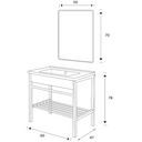 Bathroom Cabinet with Ceramic Sink, Mirror and Siphon, Storage Compartment, in Steel - 60 cm Black