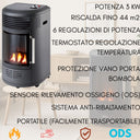 Stufa a Gas Portatile con Ruote Fiamma Viva Design Moderno Nera