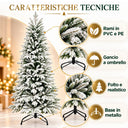 Albero di Natale Artificiale Innevato Abete con Rami in PVC e PE Base in Metallo Folto e Realistico