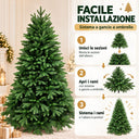 Albero di Natale Artificiale Folto Realistico e Verde con ganci a ombrello e base in metallo