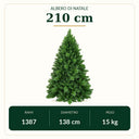 Albero di Natale Artificiale Abete Folto e Verde in PVC cm 180/210/240