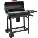 Barbecue a carbonella da giardino bbq in acciaio 2 grill con coperchio termometro e ruote