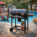 Barbecue a carbonella bbq carbone da giardino 2 griglie con ruote e termometro