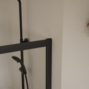 Black shower enclosure 70x100 in 6mm silk-screened tempered glass with adaptable installation mod. Katariina