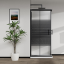 Black shower enclosure 70x100 in 6mm silk-screened tempered glass with adaptable installation mod. Katariina