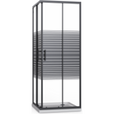 Corner shower enclosure 80x80cm black, 6mm silk-screened sliding glass