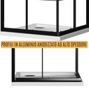 Black shower enclosure 70x100 in 6mm silk-screened tempered glass with adaptable installation mod. Katariina