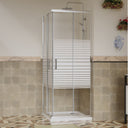 Shower enclosure 70x90 in 6mm silk-screened tempered glass with adaptable installation - Katariina 