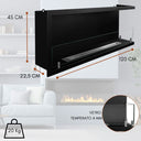 Camino a Bioetanolo da Incasso Biocamino da Parete Angolare, 1,25 lt Riscaldamento 30 m2, Bruciatore in Acciaio, Apertura DX 120 cm3