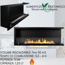 Camino a Bioetanolo da Incasso Biocamino da Parete Angolare, 1,25 lt Riscaldamento 30 m2, Bruciatore in Acciaio, Apertura DX 120 cm4