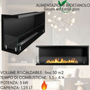 Camino a Bioetanolo da Incasso Biocamino da Parete Angolare, 1,25 lt Riscaldamento 30 m2, Bruciatore in Acciaio, Apertura SX 120 cm4