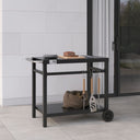 Carrello Portavivande per Barbecue da Giardino con Ruote, 2 Ripiani 3 Ganci Portautensili