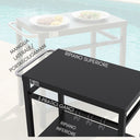Carrello Portavivande per Barbecue da Giardino con Ruote, 2 Ripiani 3 Ganci Portautensili