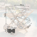 Carrello Portavivande da Giardino Esterno con Portabottiglie e 2 Ruote per pranzi cene o aperitivi, per piscina o terrazzo