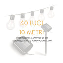 Catena Luminosa Luci Energia Solare da Giardino, Lampadine LED Crepuscolare 5/20/40 LED