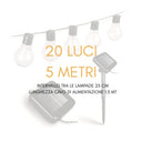 Catena Luminosa Luci Energia Solare da Giardino, Lampadine LED Crepuscolare 5/20/40 LED