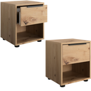 Bedroom Nightstand with 1 Drawer and Open Compartment, Night Table 38x35x44 cm - Oak
