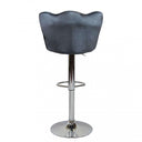 Sgabello regolabile in velluto grigio con base cromata