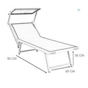Set 2 Lettino a Sdraio Prendisole Pieghevole con Tettuccio –  181x60x38h Tortora5
