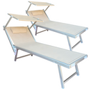 Set 2 Lettino a Sdraio Prendisole Pieghevole con Tettuccio –  181x60x38h Tortora