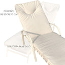 Lettino Prendisole Sdraio da Giardino con Cuscini 158x65x98 Bianco