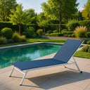 Lettino Sdraio Prendisole con Ruote, Schienale Reclinabile 195x63x34cm