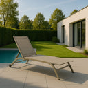 Lettino Sdraio Prendisole con Ruote, Schienale Reclinabile 195x63x34cm