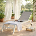 Lettino prendisole sdraio schienale reclinabile con ruote piscina terrazzo