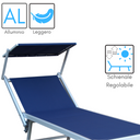 Lettino Sdraio Prendisole Pieghevole con Tettuccio, Reclinabile 189x61 cm - Blu