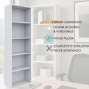 Libreria Scaffale da Parete 5 Ripiani Salvaspazio Mobile Multiuso cm 50x23x157