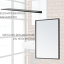 Meuble de salle de bain suspendu avec lavabo en céramique, miroir siphon et étagère 45x36 cm Design Industriel