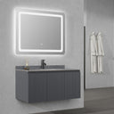 Mobile Bagno Sospeso con Lavabo e Specchio LED Touch, 3 Ante Design Moderno 100 cm