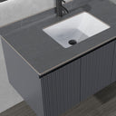 Mobile Bagno Sospeso con Lavabo e Specchio LED Touch, 3 Ante Design Moderno 100 cm