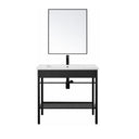 Bathroom Cabinet with Ceramic Sink, Mirror and 60 cm Black Steel Siphon