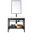 Bathroom Cabinet with Ceramic Sink, Mirror and Siphon, Storage Compartment, 80 cm Black