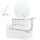Mobile Bagno Sospeso con Lavabo in Ceramica e Specchio 2 Cassetti 80 cm in Legno - Bianco