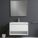 Mobile bagno sospeso con lavabo in ceramica e specchio 1 cassetto
