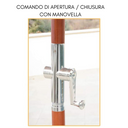 Ombrellone da Giardino 300 cm Palo Centrale Legno Top Poliestere Ecrù con Airvent e Balze