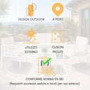 Set Salotto da Giardino Divano 2 Posti Poltrone con Braccioli e Cuscini e Tavolino per Piscina Terrazza design outdoor piscina terrazzo patio